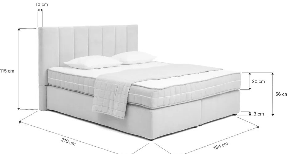 Szürke boxspring ágy 160x200 cm Olia Bold Line – Bonami Selection