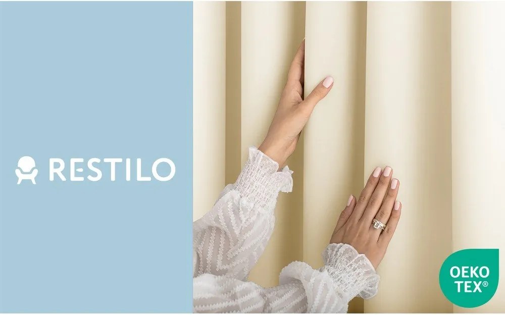 Elefántcsont színű dimout (részleges sötétítő) függöny 140x250 cm Carli Tie – Restilo