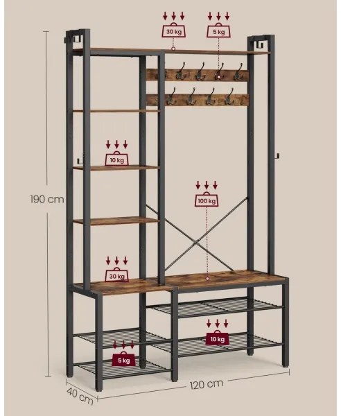 NAVOR álló fogas, barna/fekete