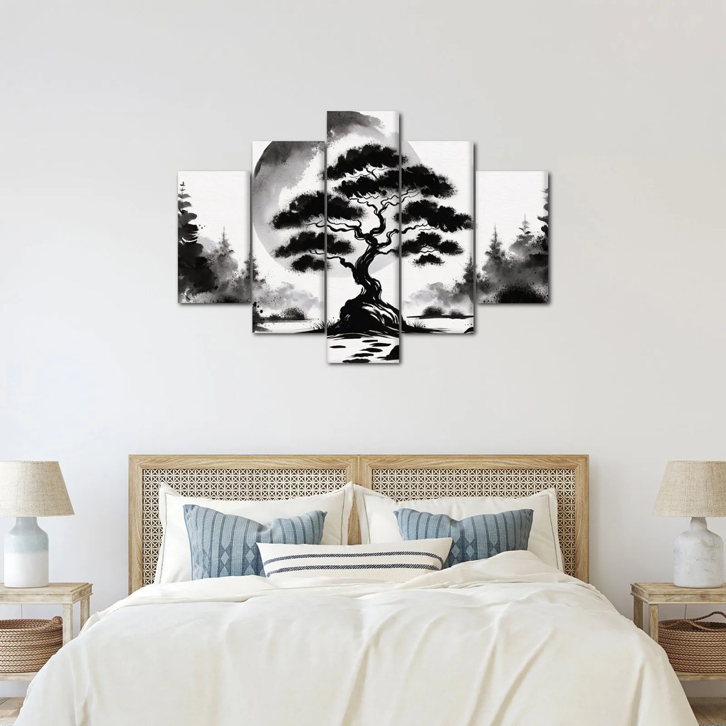Kép – Fekete-fehér bonsai (150x105 cm)