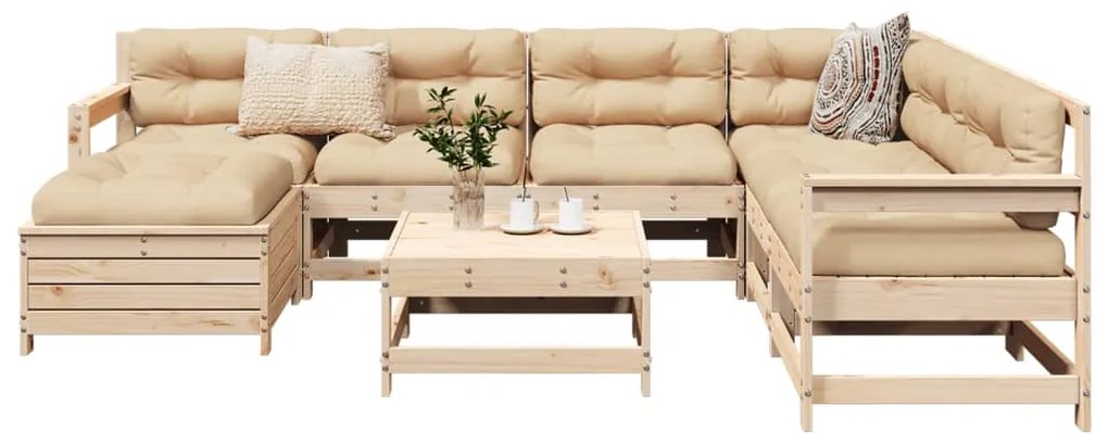 vidaXL 8 részes tömör fenyőfa kerti kanapészett