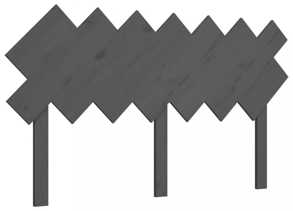 szürke tömör fenyőfa ágyfejtámla 141x3x80,5 cm