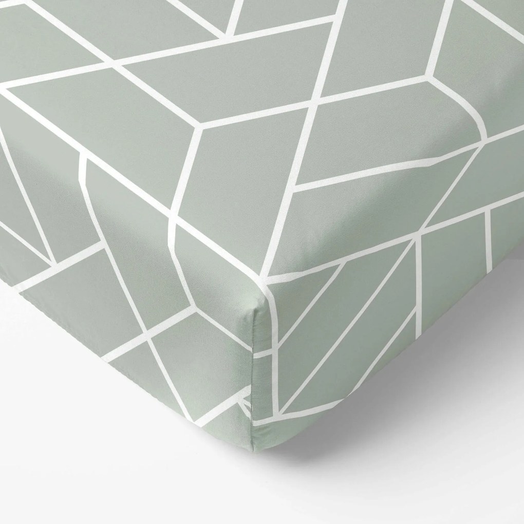 Goldea pamut gumis lepedő - mozaik minta, zsálya alapon 90 x 200 cm