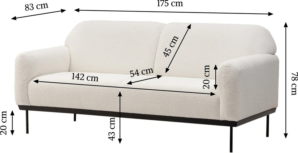 Fehér design kanapé ANDERSON