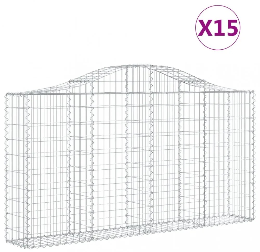 15 db íves horganyzott vas gabion kosár 200x30x100/120 cm