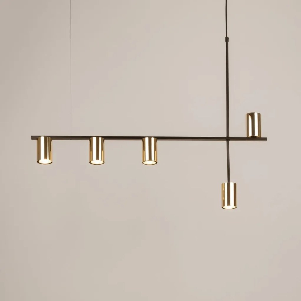 SIGMA LIGHTING 33693 VENDO Többágú Függesztett Lámpa Fekete, Sárgaréz G9 IP20