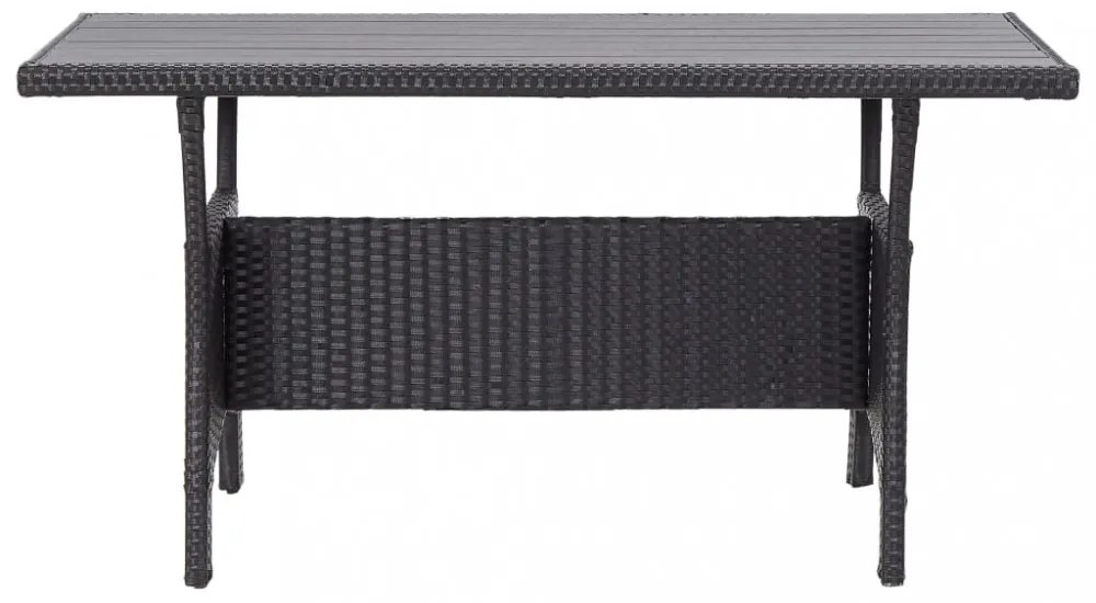 fekete polyrattan kerti asztal 120 x 70 x 66 cm
