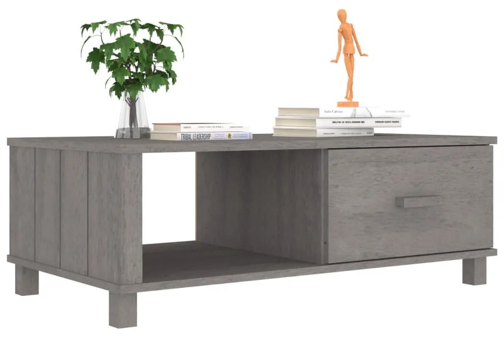 HAMAR világosszürke tömör fenyőfa dohányzóasztal 100x55x35 cm