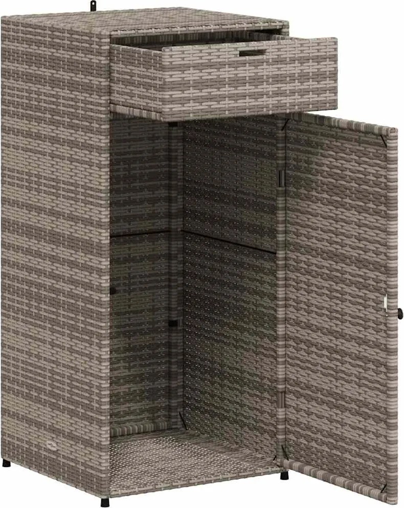 vidaXL szürke polyrattan kerti tárolószekrény 55 x 55 x 111 cm