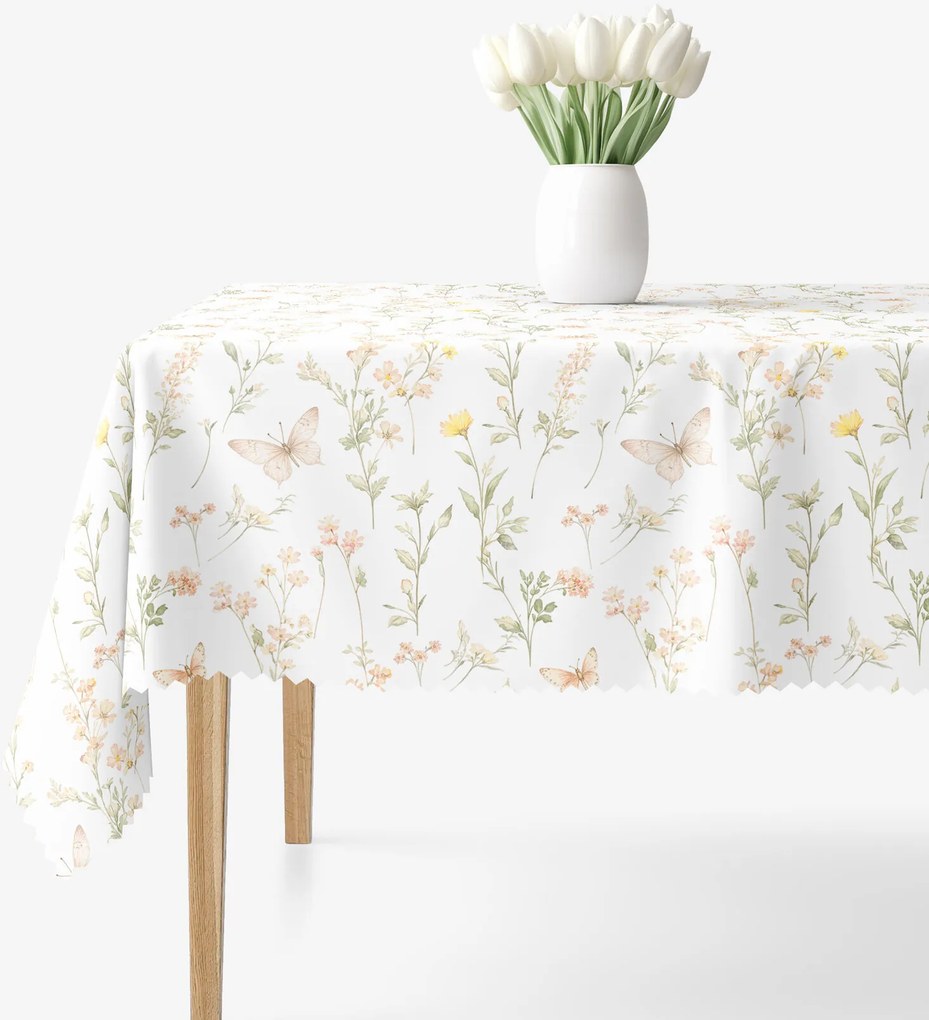 Goldea szögletes teflonos asztalterítő - pillangós kert 120 x 180 cm