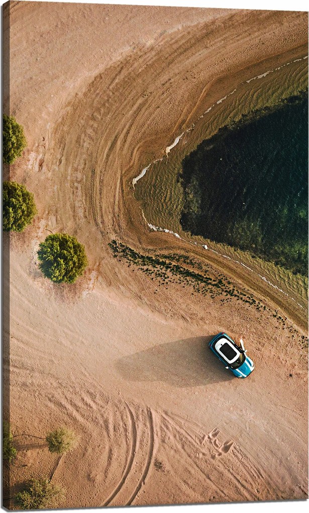 Vászonkép Autó Homok Fák Víz Nyár 60x100