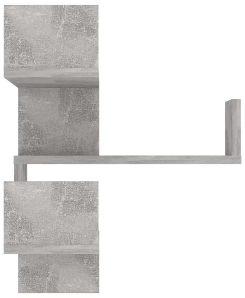 2 db betonszürke szerelt fa fali sarokpolc 40 x 40 x 50 cm