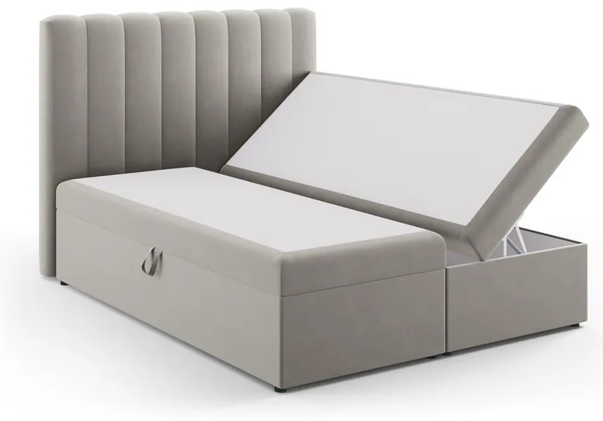 Szürke boxspring ágy tárolóhellyel 160x200 cm Gina – Milo Casa
