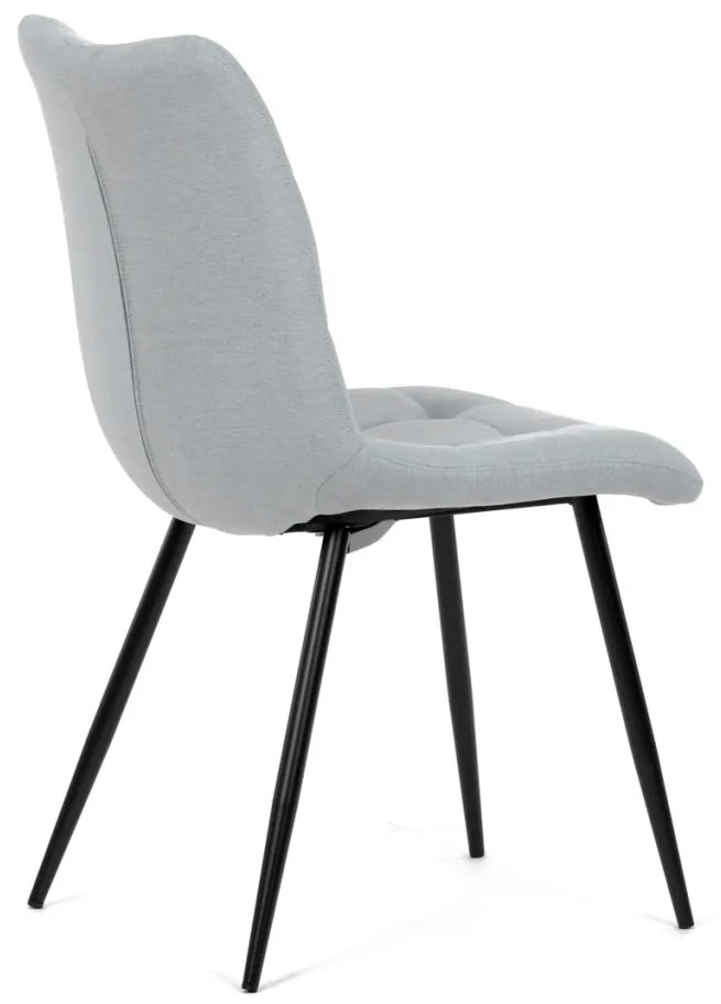 Scaun de sufragerie, material gri argintiu, picioare metalice negre