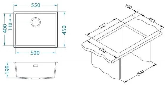 ALVEUS 1150054 - OMNI konyhai mosogató 55x45 cm gránit/bézs