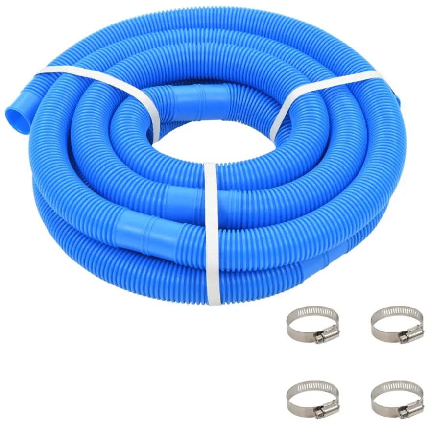kék medencetömlő szorítóbilincsekkel 38 mm 6 m