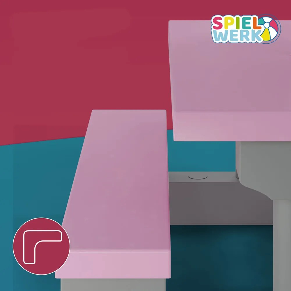 JASMIN gyerek ülőgarnitúra napernyővel, 67x78,5x42,5cm, rózsaszín/szürke Spielwerk