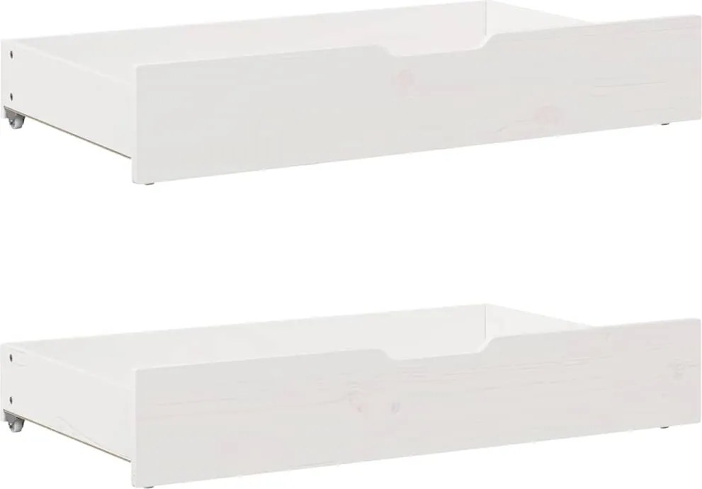 vidaXL 2 db fehér tömör fenyőfa ágy alatti fiók 90 x 55 x 17 cm