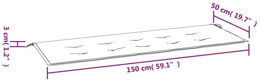 kék oxford szövet kerti padpárna 150 x 50 x 3 cm