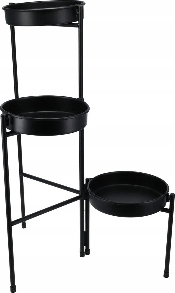 Loft Virágágyás Fekete Fém Összecsukható 3 Virágcserép 46 X 32 X 61,5 CM