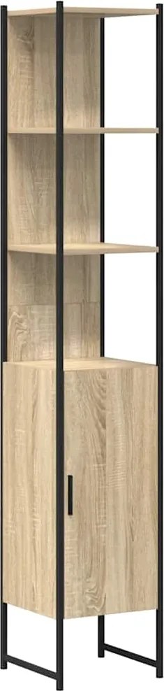 vidaXL Fürdőszoba Székény polcokkal Sonoma 33 x 33 x 185,5 cm Faanyag