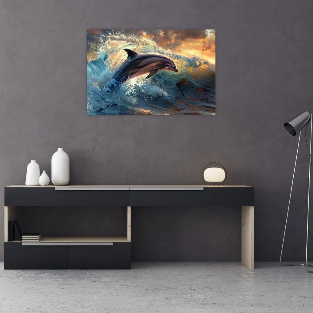 Kép - Delfin, illusztrációk (90x60 cm)