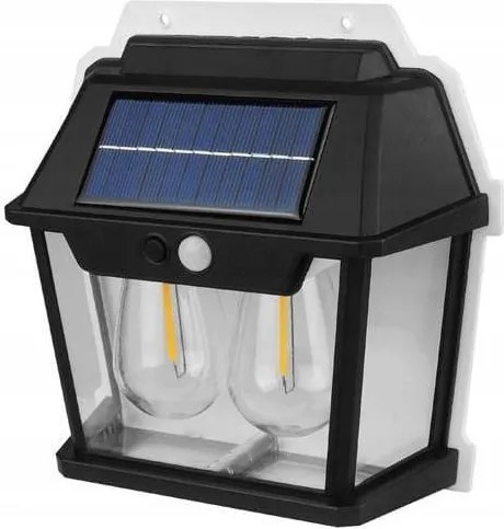 20W-os napelemes fali lámpa, mozgásérzékelő, szürkület, 1500mAh akkumulátor