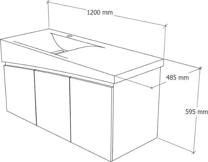 TMP SMYRNA 120 - FEKETE - fali fürdőszobabútor - Akrivit öntött műmárvány mosdóval - 120 x 48,5 cm