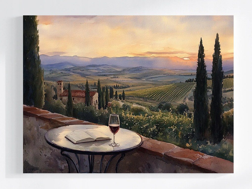 Vászonkép Canvas Tájkép Olaszország Toszkána Terasz Bor Chianti 80x60