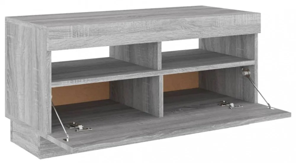 szürke sonoma TV-szekrény LED világítással 80 x 35 x 40 cm