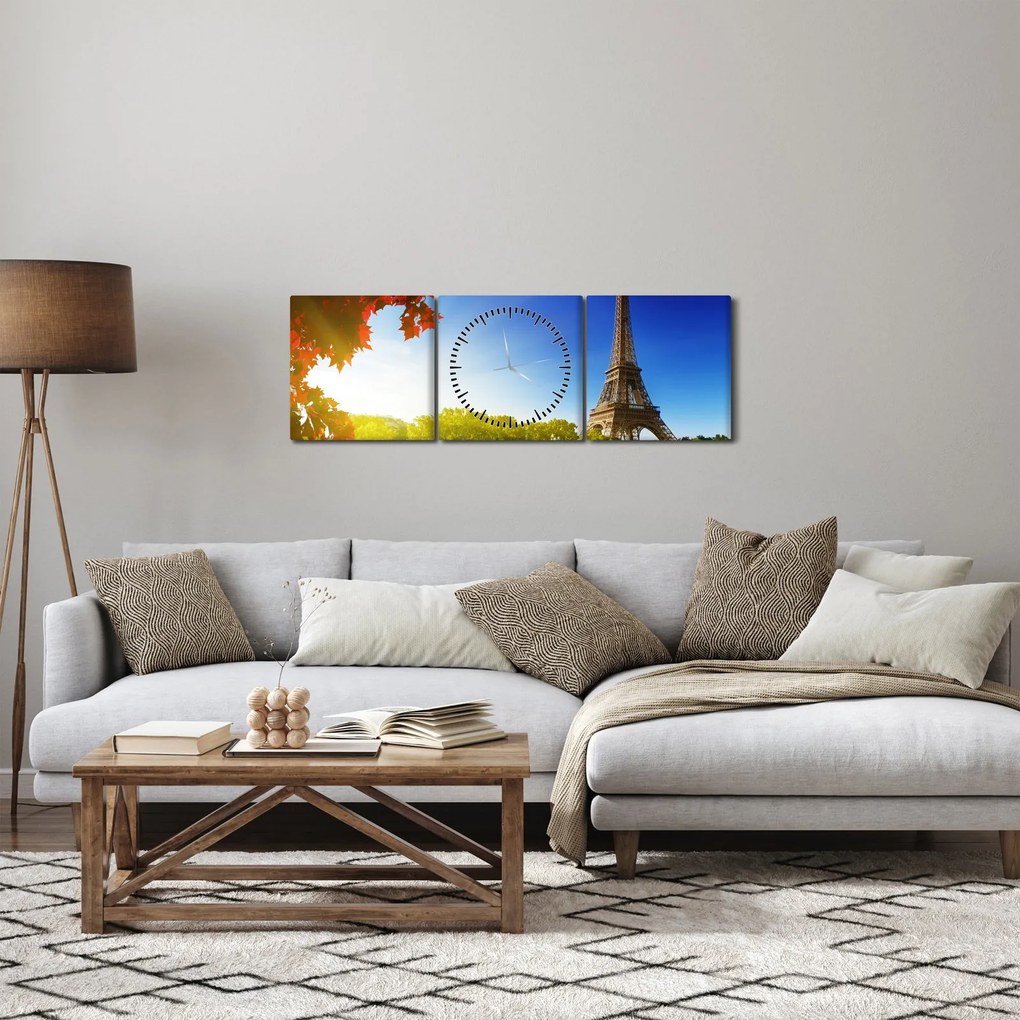 Kép - ősz Párizsban (órával) (90x30 cm)