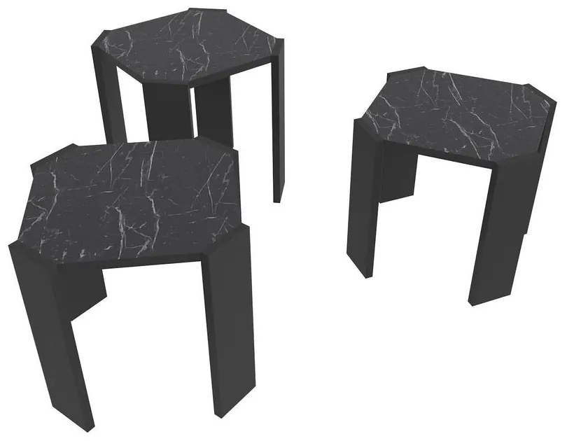 Dohányzóasztal Lori - Black, Marble