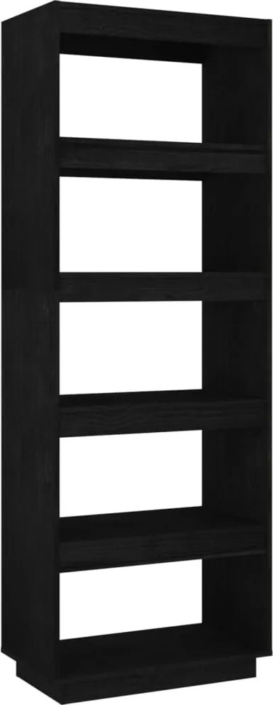 vidaXL fekete tömör fenyőfa könyvszekrény/térelválasztó 60x35x167 cm