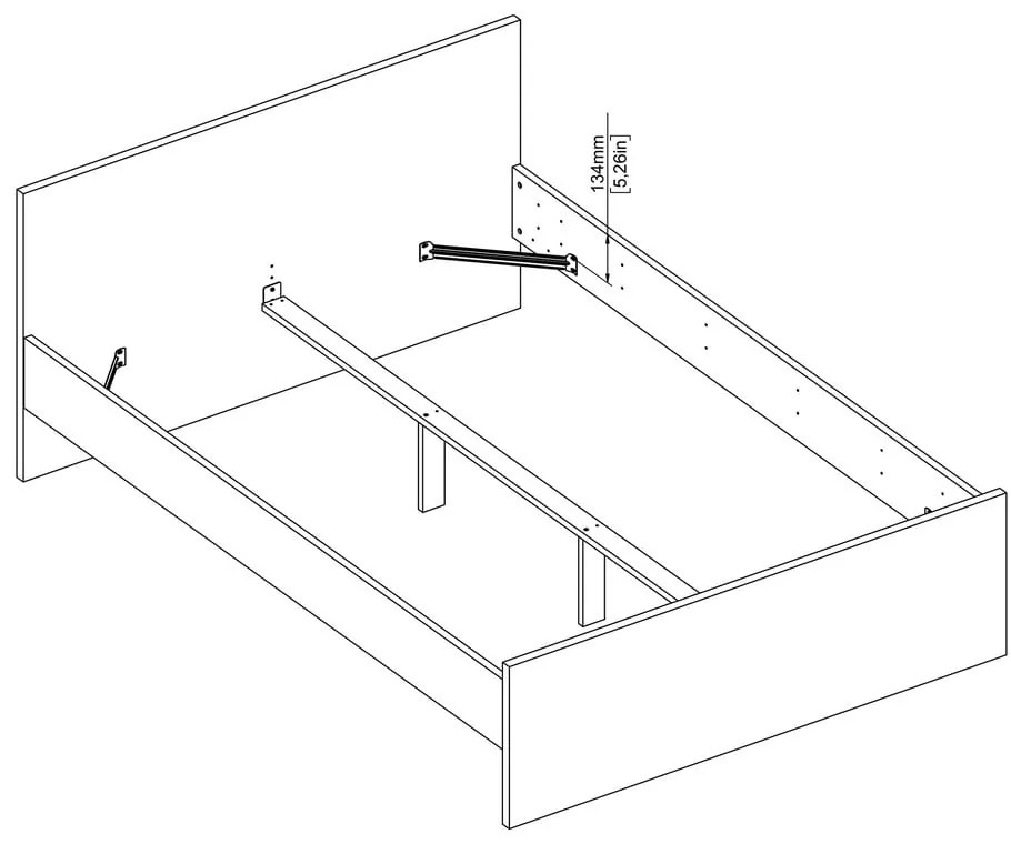 Natúr színű franciaágy ágyrács nélkül 140x200 cm tölgyfa dekorral Naia – Tvilum
