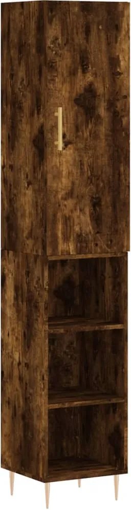 vidaXL füstös tölgy színű szerelt fa magasszekrény 34,5x34x180 cm
