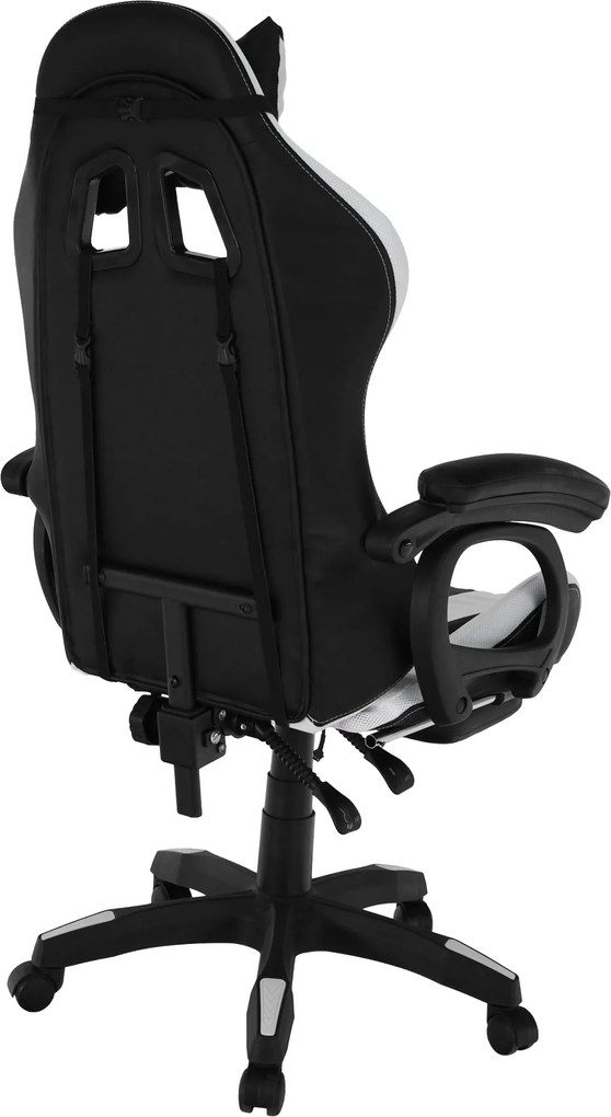 Irodai/gamer szék RGB LED világítással, fekete/fehér, JOVELA