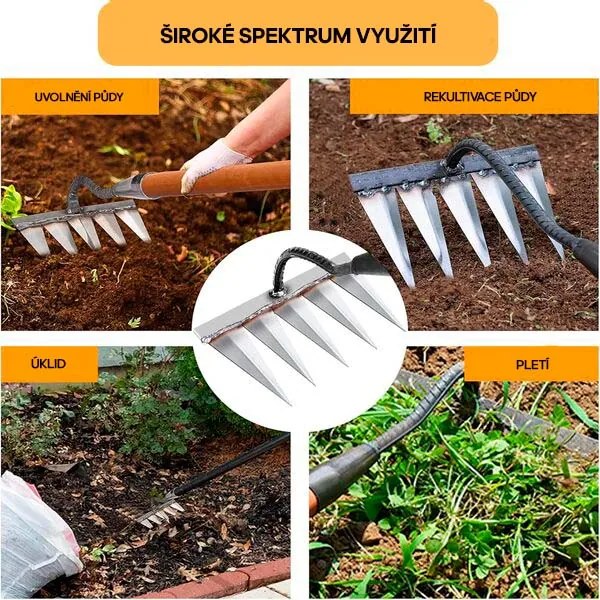Többfunkciós kerti szerszám a talaj karbantartásához