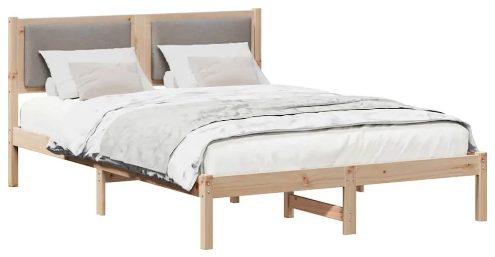 vidaXL Ágykeret fejtámlával Tópszínű 135 x 190 cm Tömör fenyőfa