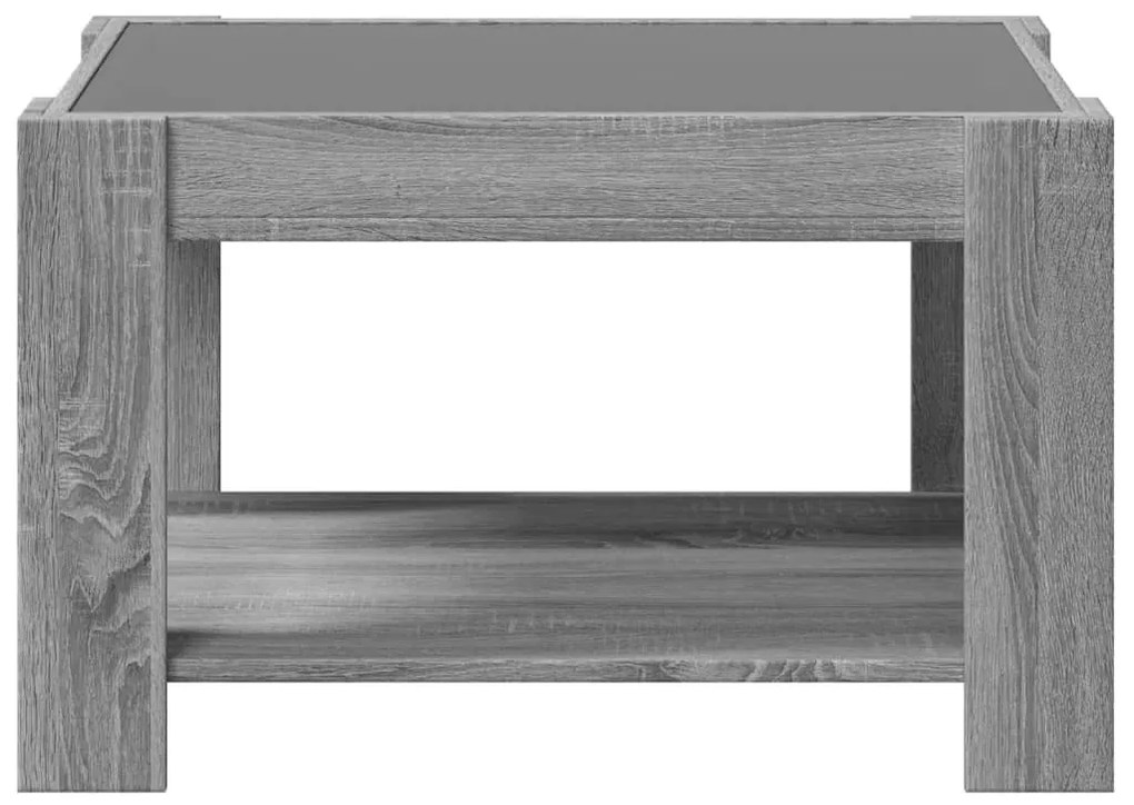 szürke sonoma szerelt fa dohányzóasztal LED-del 73 x 53 x 45 cm