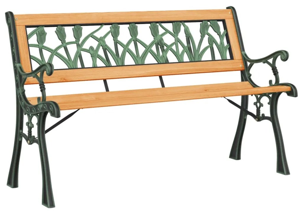 tömör fenyőfa és acél kerti pad 116 cm