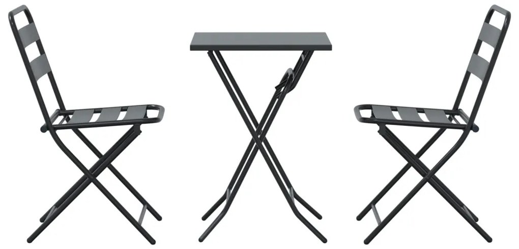 3 db-os összecsukható bistro szett antracit acél