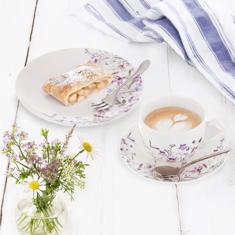 Fehér-lila porcelán csésze 280 ml Louka – Orion