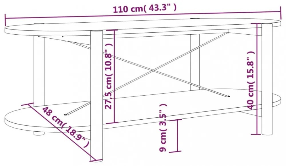 fekete szerelt fa dohányzóasztal 110x48x40 cm