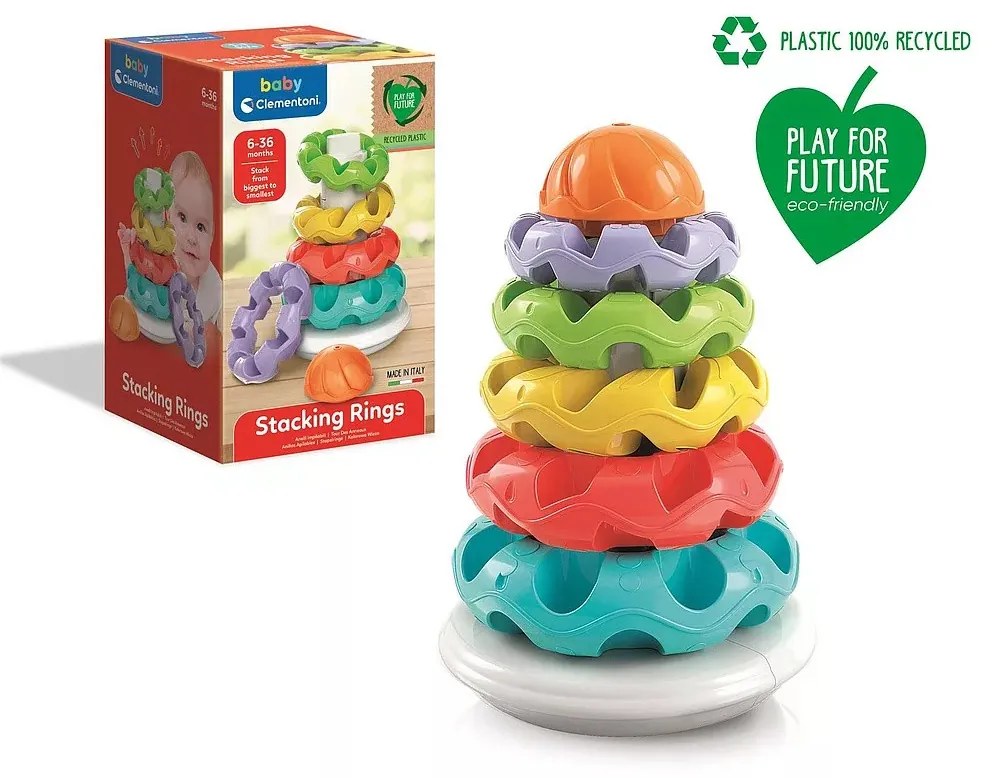 Színes piramis Stacking Rings építőjáték 5 db-os Clementoni