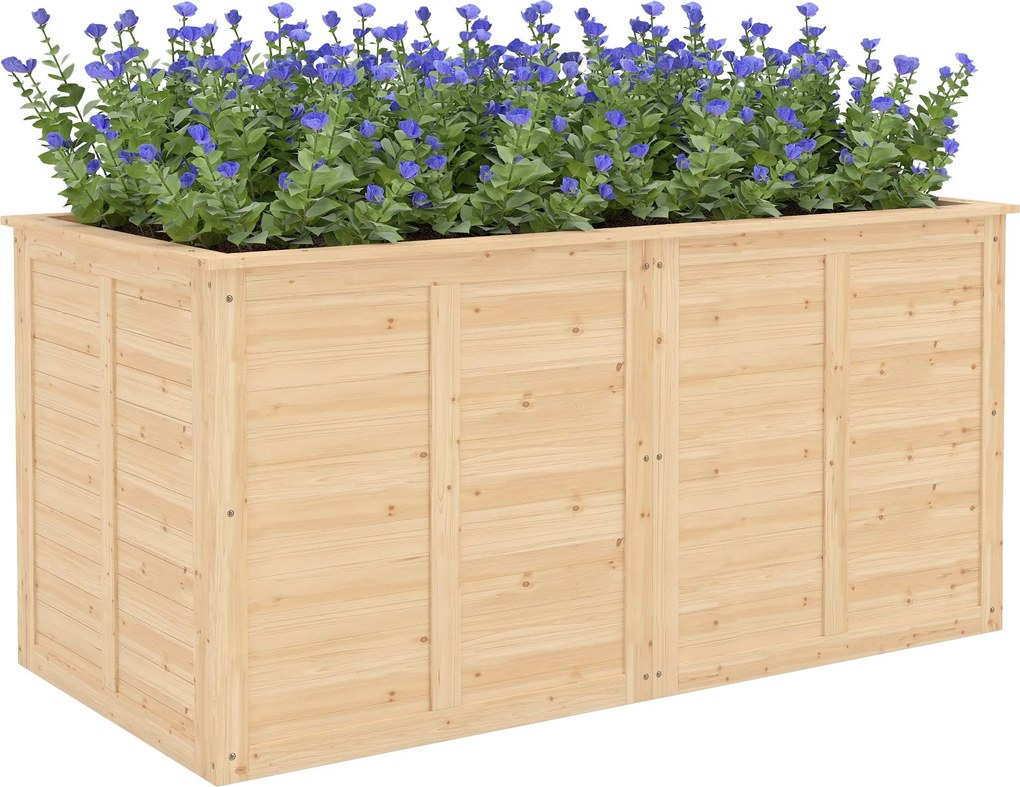 Outsunny fa magaságyás, 152 x 77 x 77 cm — emelt mély fűszerágyás nyitott aljjal és merevítő rudakkal | Aosom