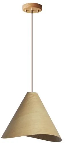 Tömörfa függőlámpa zsinóron, 1x E27/60W/230V, Ø 45 cm — tömör tölgy és kaucsukfa kivitel