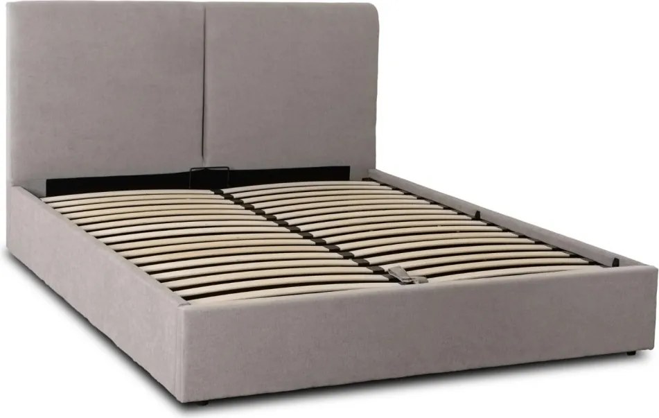 Ágy 160x200 cm méretben, ágyneműtartóval, szürke színben, szövet kárpittal MARSYLIA