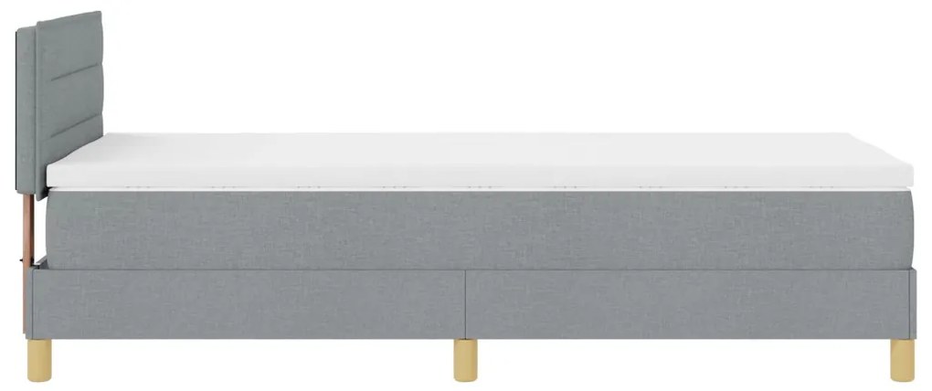 Box Spring Ágy matraccal és LED világosszürke 90x200 cm szövet