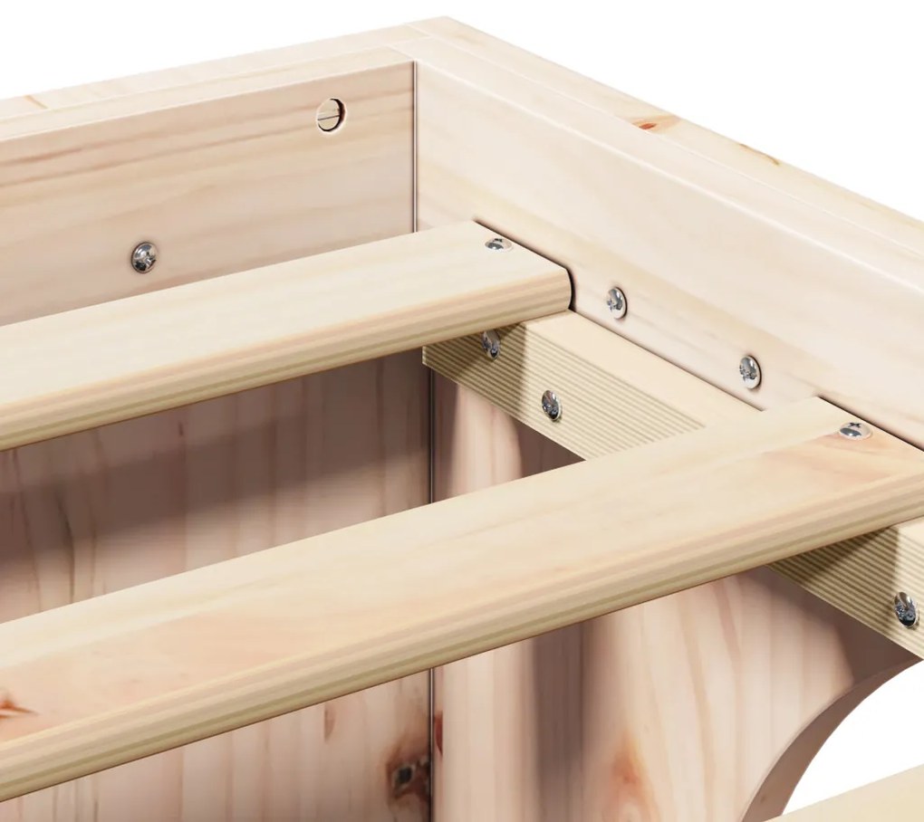 vidaXL Ágykeret Természetes 90 x 200 cm Tömör fenyőfa