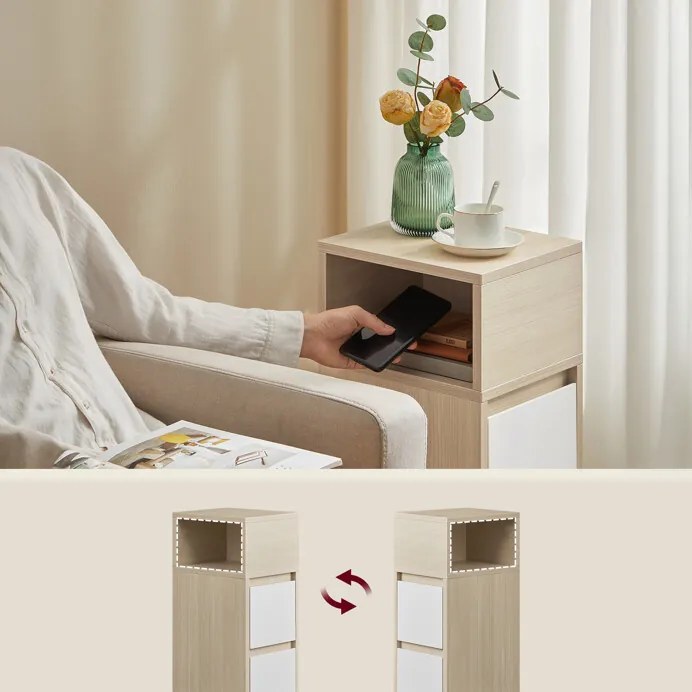 Lerakóasztal 25 × 30 × 65 cm, MDF, fehérített tölgy ANT-E1065 BUK